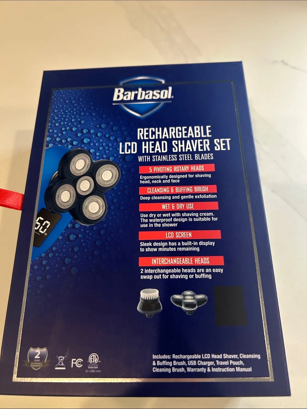 Barbasol Rechargeable LCD Head Shaver Set - Blue New In Box